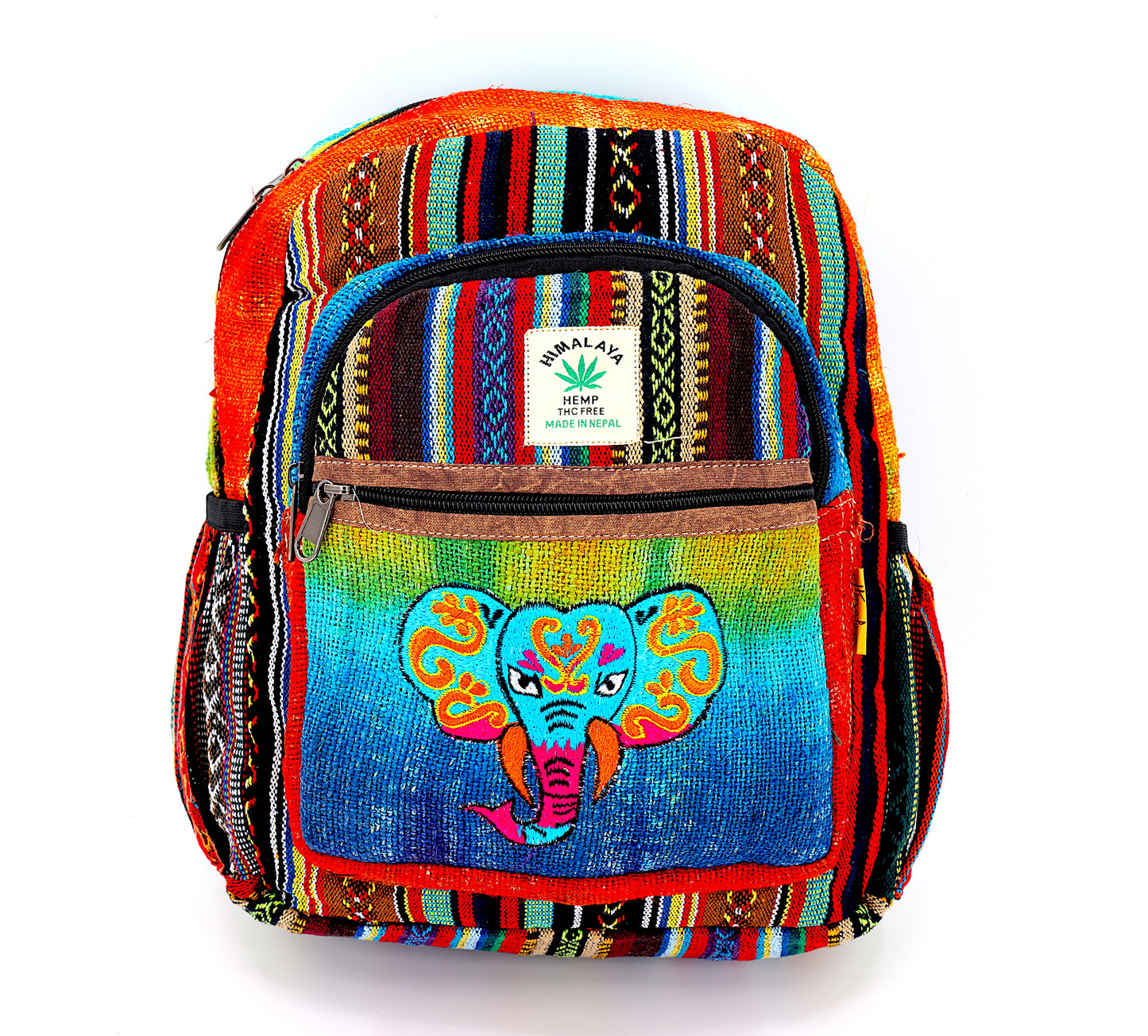 Hemp Elephant Hand Embroidered Tie Dye Mini Backpack