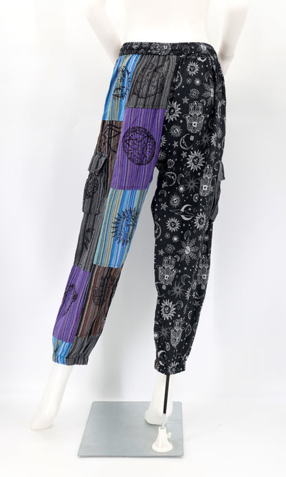 Sun, Moon and Stars Print Patchwork Harem Pants