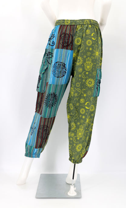 Sun, Moon and Stars Print Patchwork Harem Pants