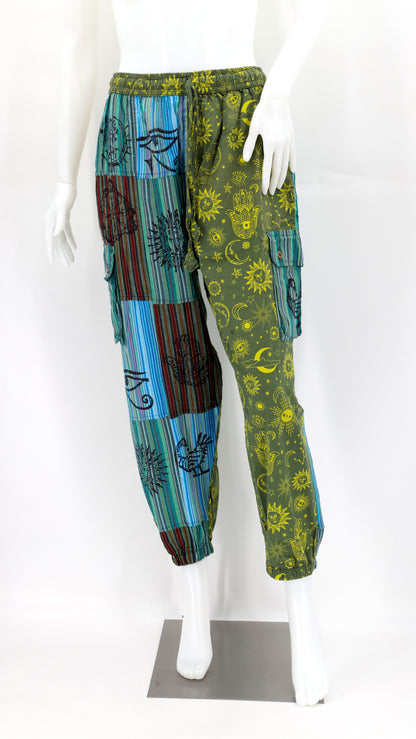 Sun, Moon and Stars Print Patchwork Harem Pants