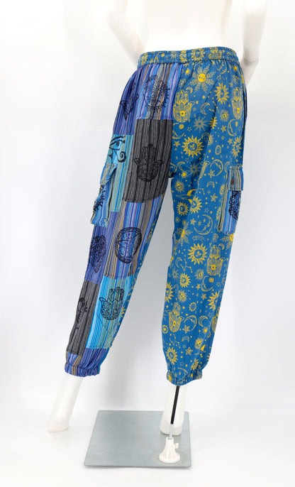 Sun, Moon and Stars Print Patchwork Harem Pants
