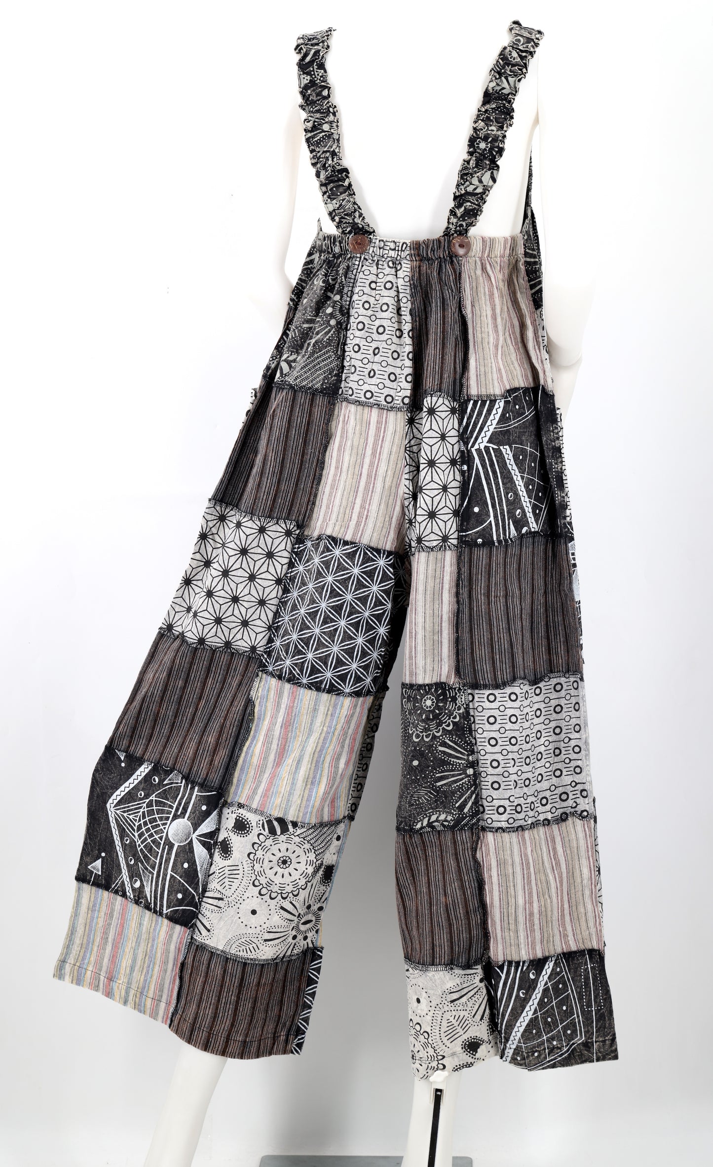 Cotton Hippie Handmade Patchwork Wide Leg Bohemian Overalls