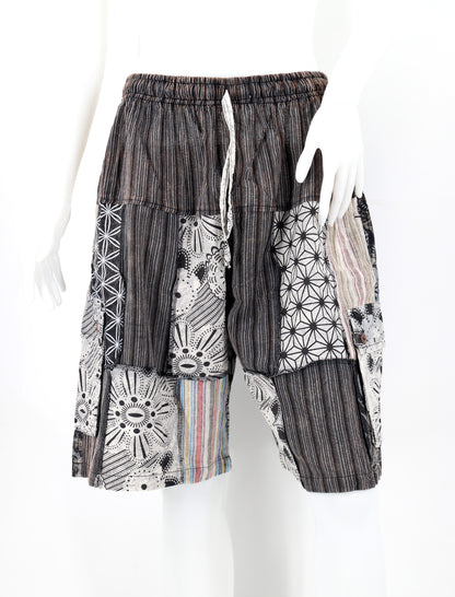 Cotton Hippie Handmade Geometric Print Patchwork Lightweight Bohemian Shorts