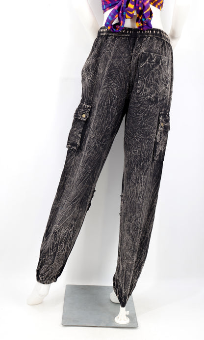 Stone-Washed Patchwork Harem Pants | Colorful Patchwork Cotton