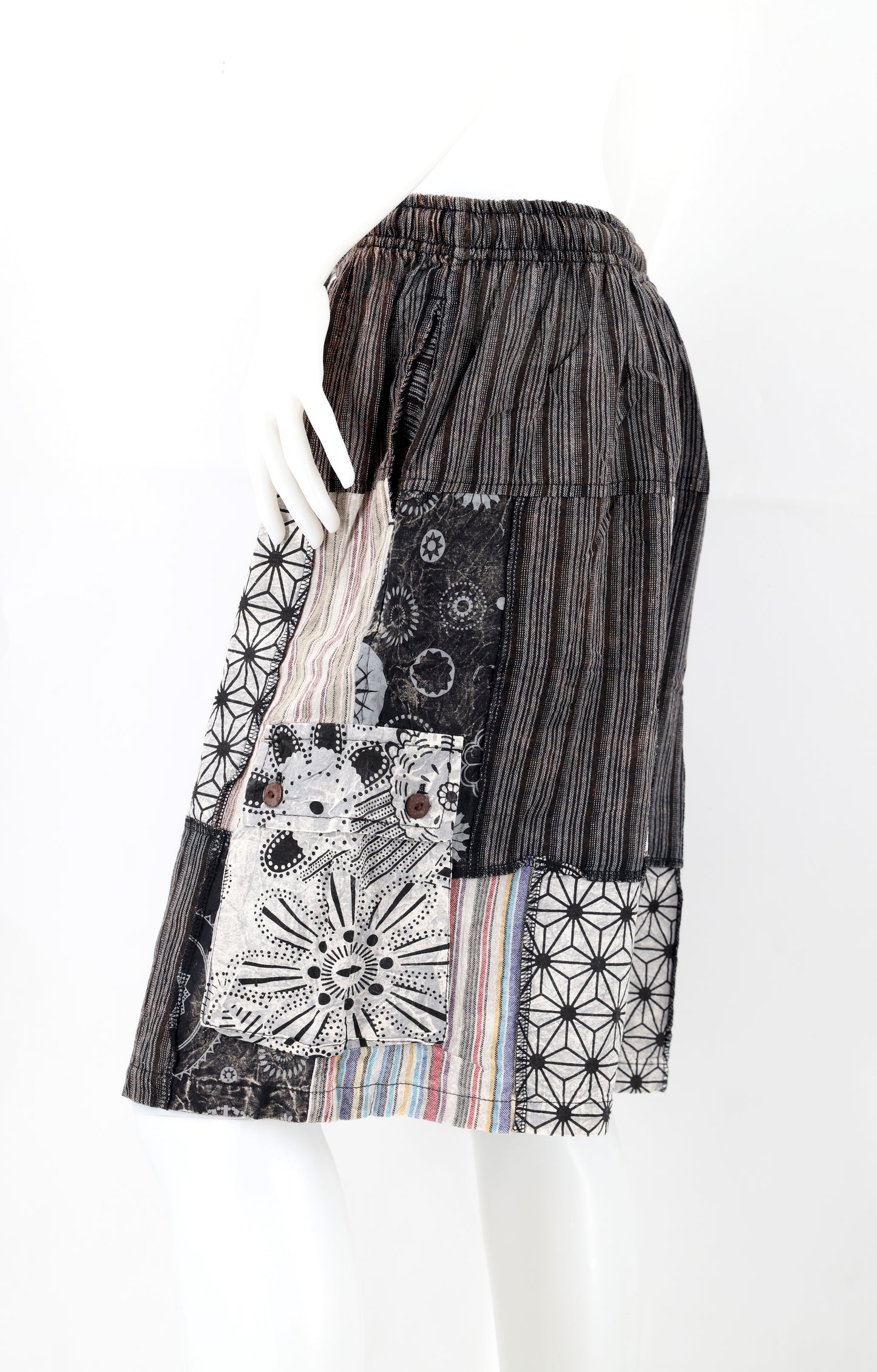 Cotton Hippie Handmade Geometric Print Patchwork Lightweight Bohemian Shorts