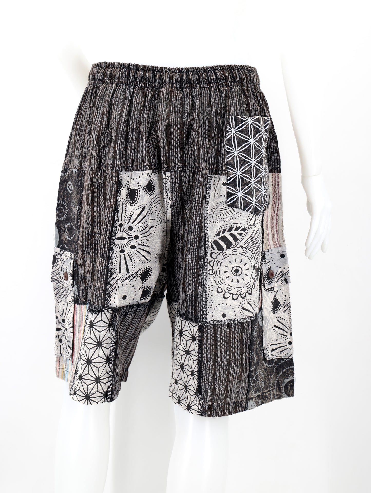 Cotton Hippie Handmade Geometric Print Patchwork Lightweight Bohemian Shorts