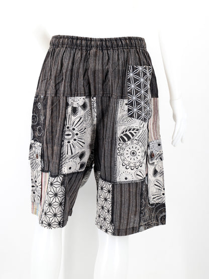 Cotton Hippie Handmade Geometric Print Patchwork Lightweight Bohemian Shorts
