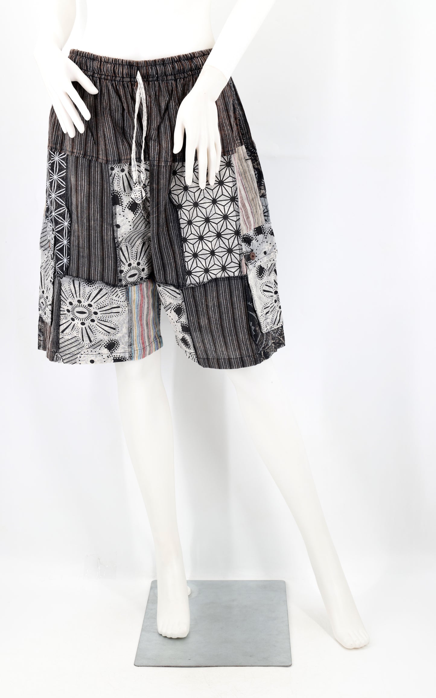 Cotton Hippie Handmade Geometric Print Patchwork Lightweight Bohemian Shorts