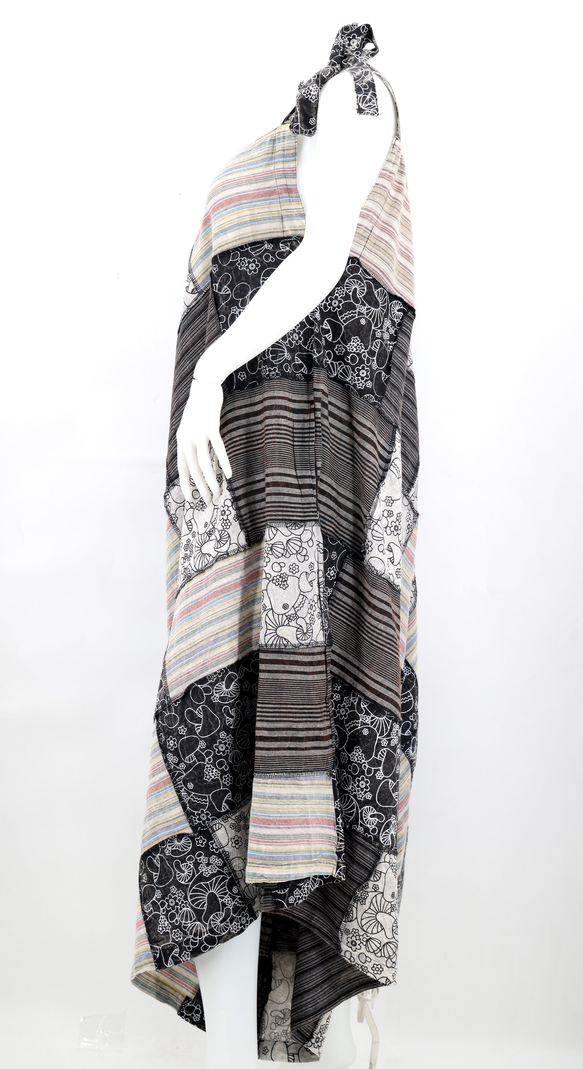 Patterned halter top with a white background