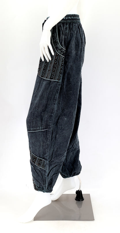 Faded Vintage Cotton Harem Pants | Distressed Boho Style