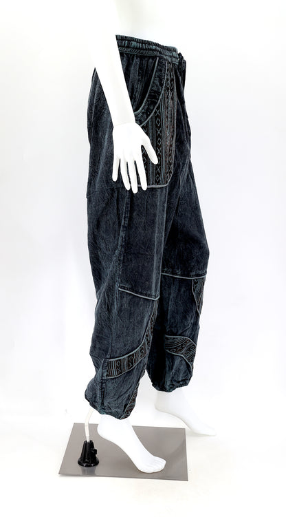 Faded Vintage Cotton Harem Pants | Distressed Boho Style