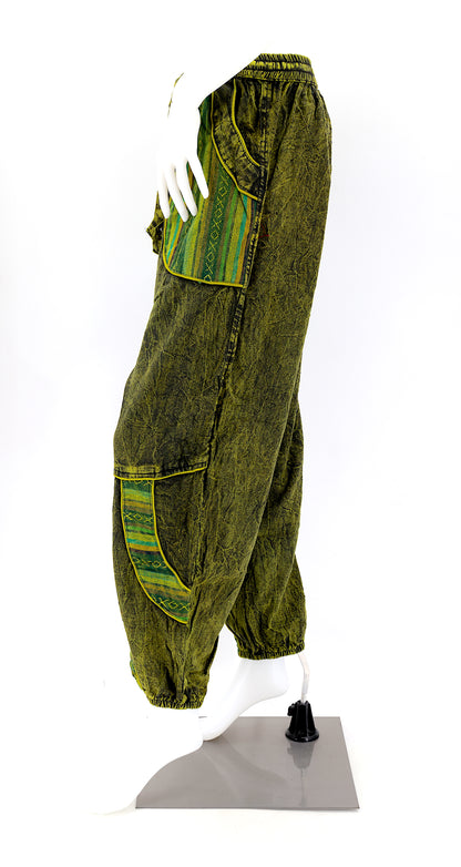 Faded Vintage Cotton Harem Pants | Distressed Boho Style