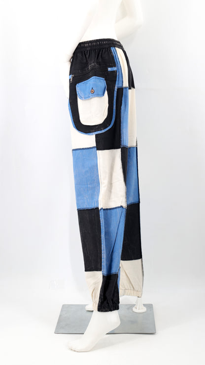 Multicolor Patchwork Multi-Pocket Harem Pants