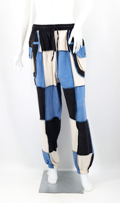 Multicolor Patchwork Multi-Pocket Harem Pants