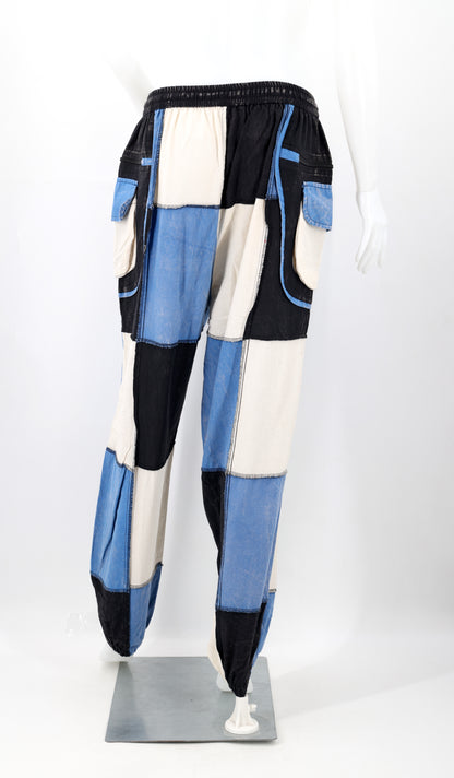 Multicolor Patchwork Multi-Pocket Harem Pants