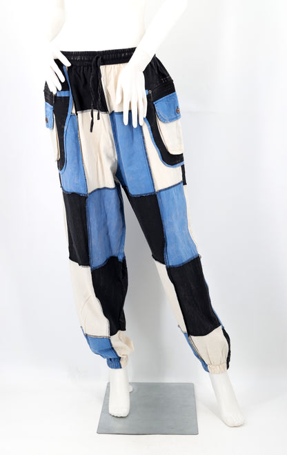 Multicolor Patchwork Multi-Pocket Harem Pants