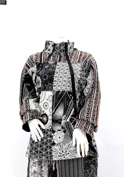 Cotton Hippie Handmade Patchwork Fleece Lined Geometric Print Bohemian Jacket