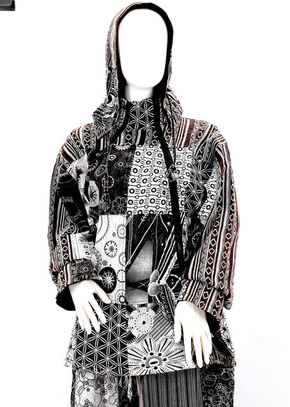 Cotton Hippie Handmade Patchwork Fleece Lined Geometric Print Bohemian Jacket