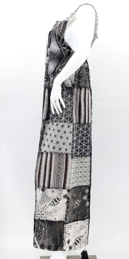Geometric Patchwork Overalls | Wide Leg Cotton Jumpsuit