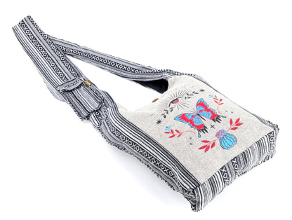 Butterfly Print Crossbody Bag | Metamorphosis Cotton Messenger Bag