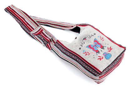 Butterfly Print Crossbody Bag | Metamorphosis Cotton Messenger Bag