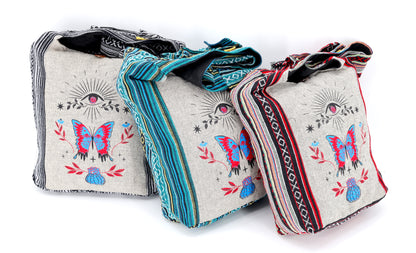 Butterfly Print Crossbody Bag | Metamorphosis Cotton Messenger Bag