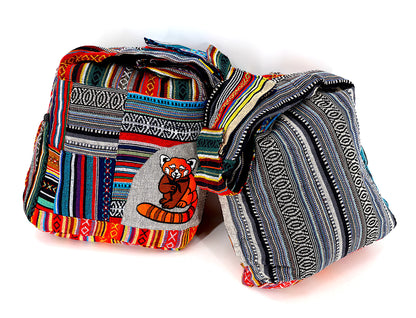 Red Panda Gheri Crossbody | Embroidered Patchwork Messenger Bag