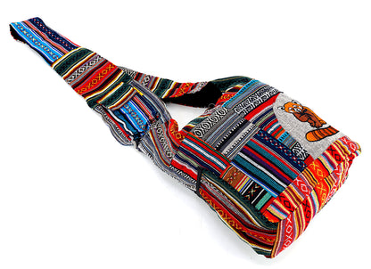 Red Panda Gheri Crossbody | Embroidered Patchwork Messenger Bag