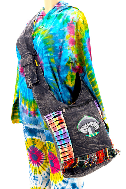 Mushroom Embroidered Crossbody Bag | Premium Cotton Messenger Bag