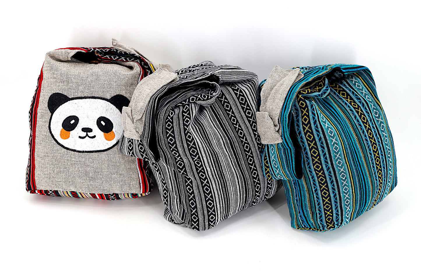 Cotton Cute Panda Hand Embroidered Crossbody Bag