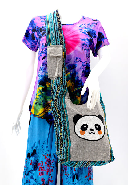 Cute Panda Embroidered Crossbody | Giant Panda Cotton Messenger Bag