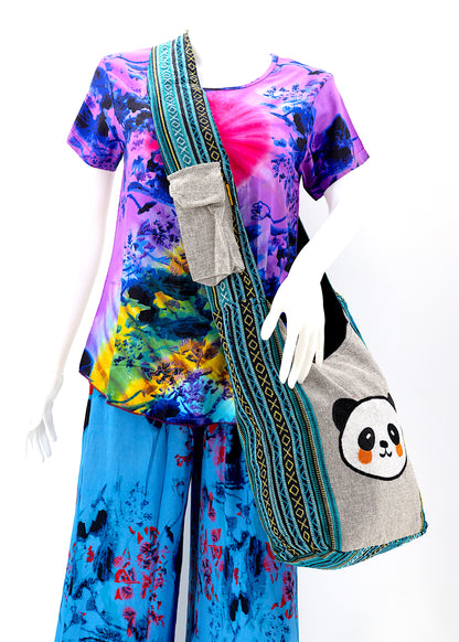 Cute Panda Embroidered Crossbody | Giant Panda Cotton Messenger Bag