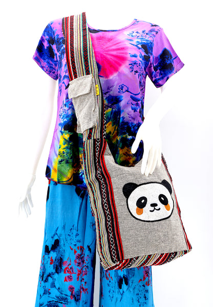 Cute Panda Embroidered Crossbody | Giant Panda Cotton Messenger Bag
