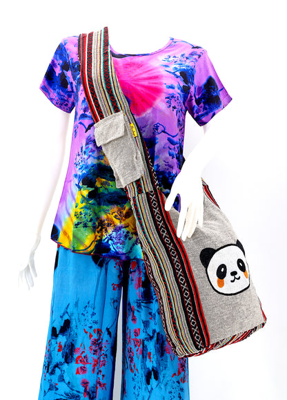 Cute Panda Embroidered Crossbody | Giant Panda Cotton Messenger Bag