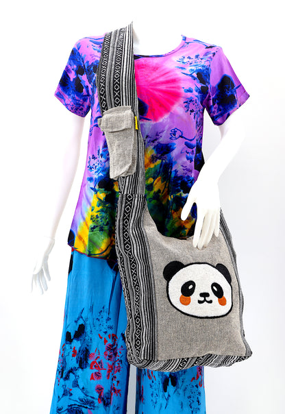 Cute Panda Embroidered Crossbody | Giant Panda Cotton Messenger Bag
