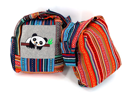 Gheri Patchwork Baby Panda Crossbody Bag | Embroidered Patchwork Messenger Bag