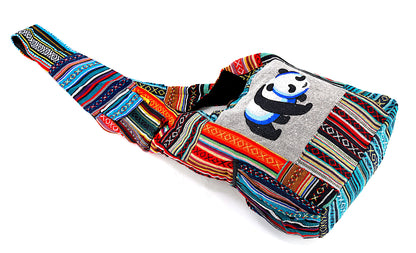 Giant Panda Embroidered Crossbody | Classic Cotton Messenger Bag