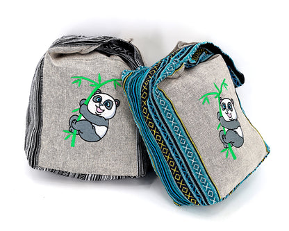 Baby Panda Embroidered Crossbody Bag | Classic Cotton Messenger Bag