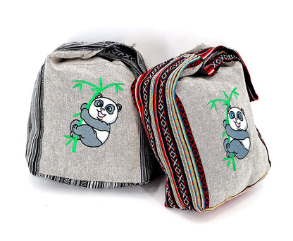 Baby Panda Embroidered Crossbody Bag | Classic Cotton Messenger Bag