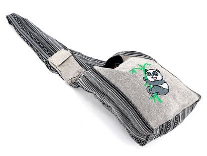 Baby Panda Embroidered Crossbody Bag | Classic Cotton Messenger Bag