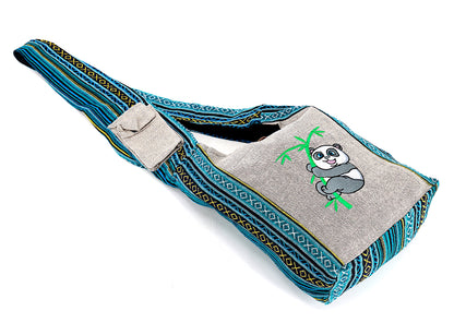 Baby Panda Embroidered Crossbody Bag | Classic Cotton Messenger Bag