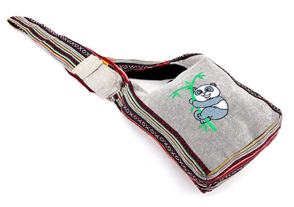 Baby Panda Embroidered Crossbody Bag | Classic Cotton Messenger Bag