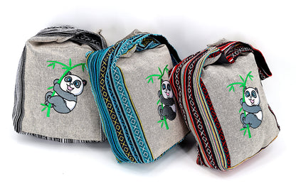 Baby Panda Embroidered Crossbody Bag | Classic Cotton Messenger Bag