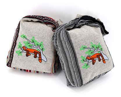 Red Panda Embroidered Crossbody Bag | Cute Animal Cotton Messenger Bag