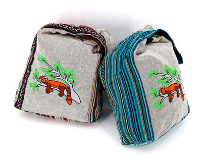 Red Panda Embroidered Crossbody Bag | Cute Animal Cotton Messenger Bag