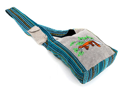 Red Panda Embroidered Crossbody Bag | Cute Animal Cotton Messenger Bag