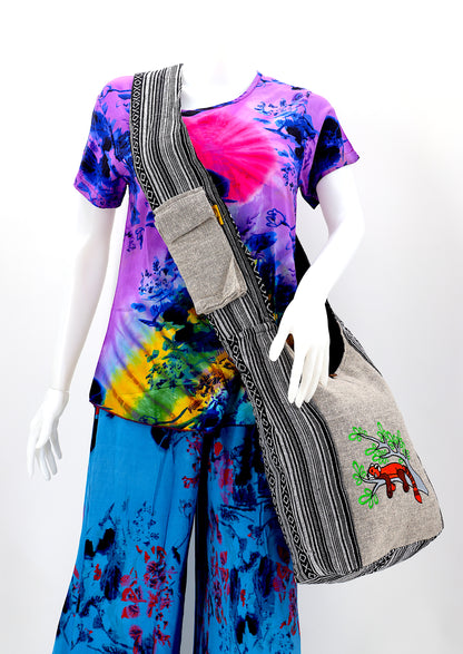 Red Panda Embroidered Crossbody Bag | Cute Animal Cotton Messenger Bag