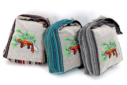 Red Panda Embroidered Crossbody Bag | Cute Animal Cotton Messenger Bag