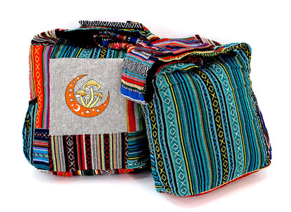 Moon Mushroom Embroidered Bag | Cotton Crossbody Messenger Bag