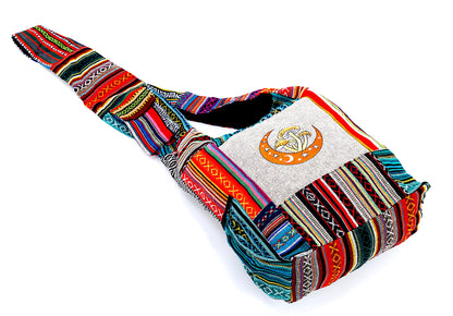 Moon Mushroom Embroidered Bag | Cotton Crossbody Messenger Bag